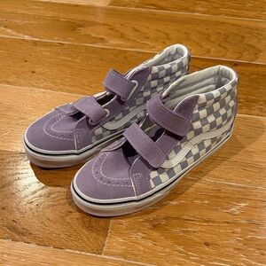 Vans Kids Purple Check High-Top Velcro Sneakers